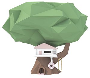 low poly tree house