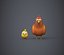 Hen and Chicken Stylized