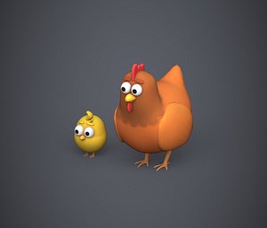3D model stylized hen chicken