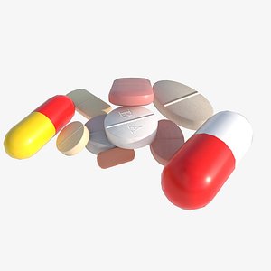 set of tablets and pills 3D model
