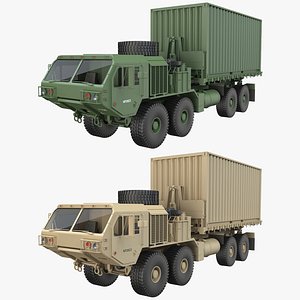 HEMTT Heavy Expanded Mobility Tactical Flatbed Truck With Container model