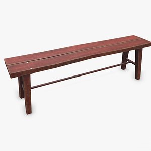 Old Wooden Bench Low-poly PBR1 model