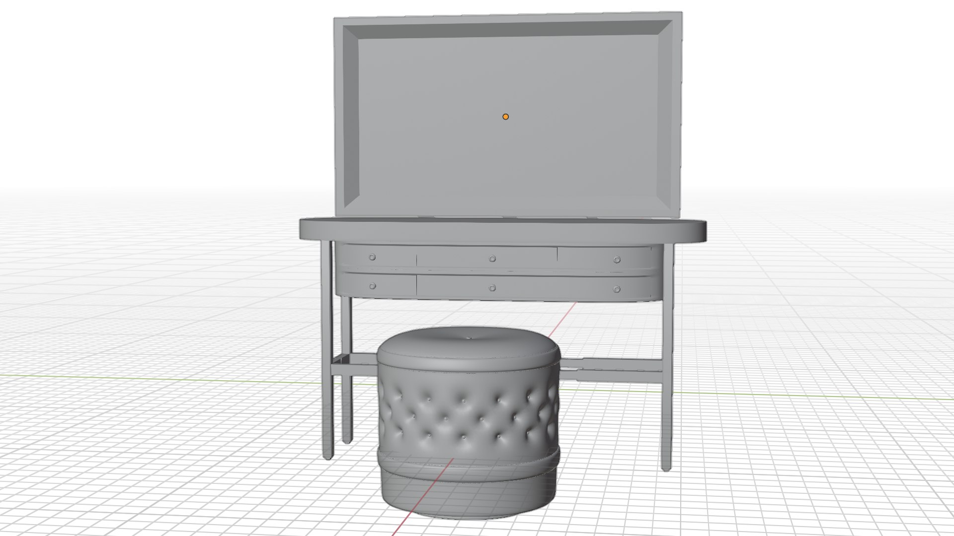 3D Model MakeUp Table With Mirror And Pouffe - TurboSquid 2213039