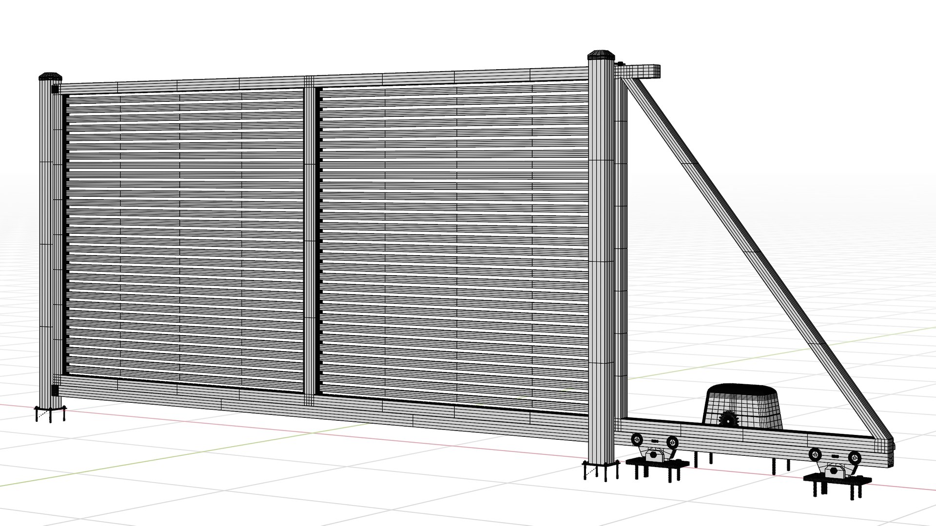 3D model Aluminum Electric Sliding Gate Model 2 4cm TurboSquid