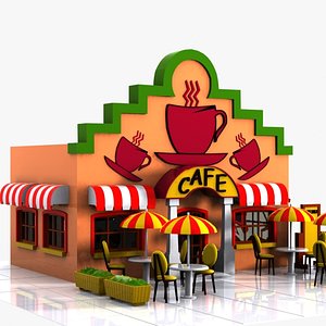 3d cartoon cafe toon model