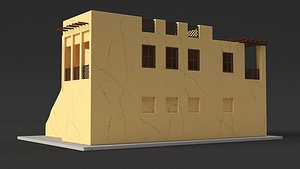 Cartoon Large Arab House with Terrace