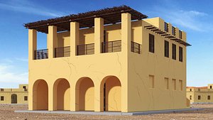 Cartoon Large Arab House with Terrace