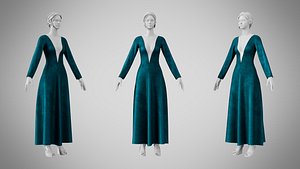 Dress 35 Teal Velvet 3D