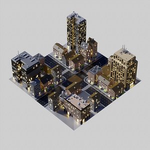 3D City Block 001 model