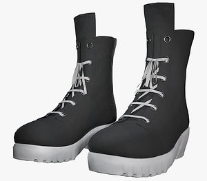 3D black boots pbr