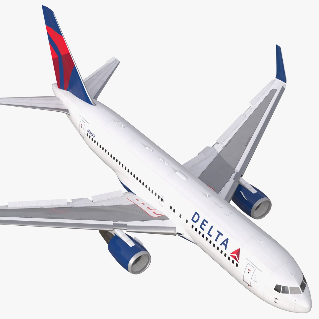 Boeing 767-200ER Delta Air Lines Rigged 3D model preview