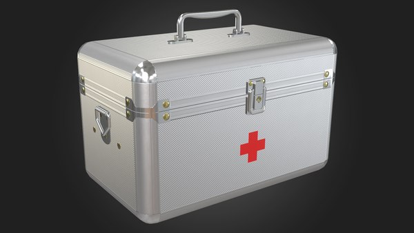 3D aid kit metal box model