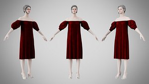 3D Dress 15 Burgundy Velvet model