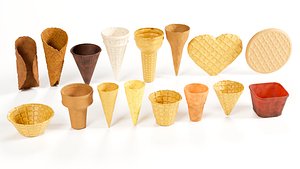 3D Asset Pack 16 Ice Cream Cone  Waffle 3D Models model