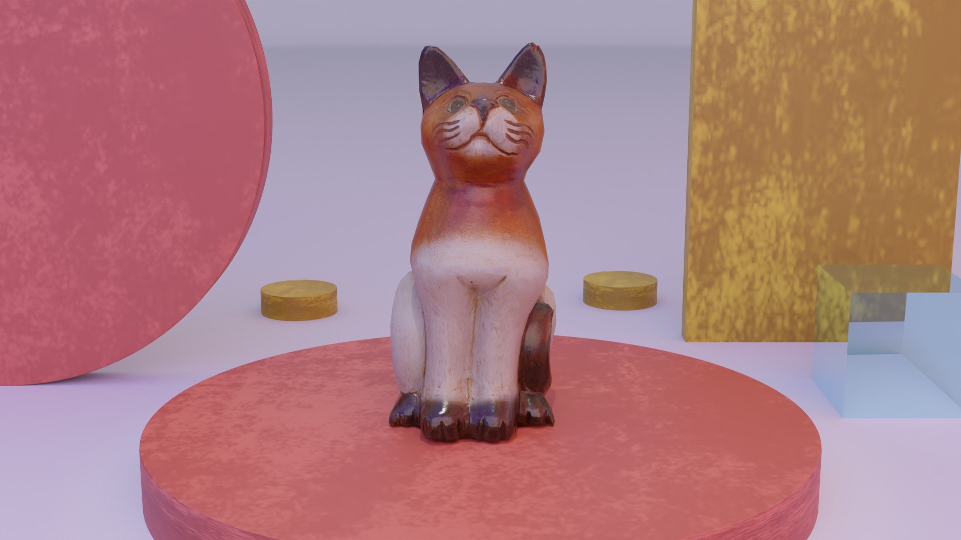 3D Cat Wood Statue 01 Low-poly - TurboSquid 1954068
