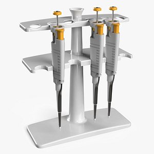Liquid Microliter Pipettes for DNA Samples on Stand Yellow