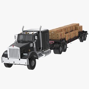 3D Thousand Truck Loaded With Boxes