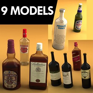 9 alcohol bottles