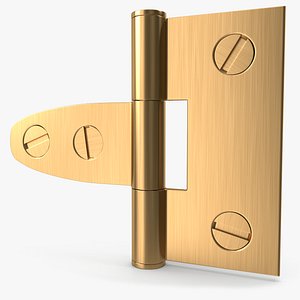 3D Golden Hinge With Screwhead V02