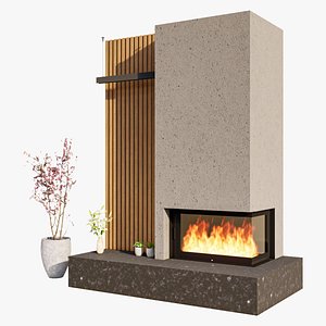 3D Luxus Corner Guillotine Wood Fireplace