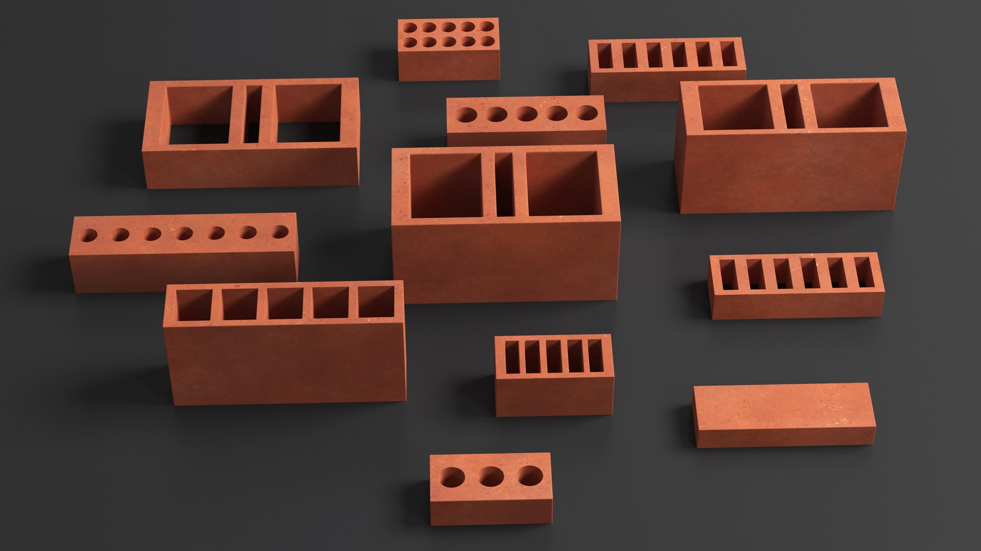 3D Bricks Set Red Model - TurboSquid 2140063