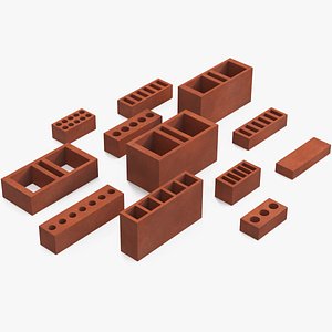 3D Bricks Set Red model