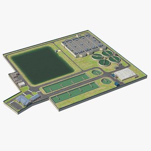 3D water treatment plant industrial model