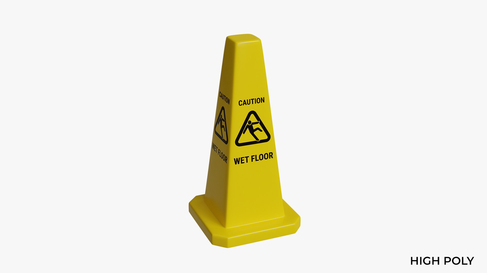 3D Yellow Closed Top 24 Inch Safety Lamba Floor Cone Caution Wet Floor ...