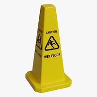 Yellow Closed Top 24 Inch Safety Lamba Floor Cone Caution Wet Floor Sign