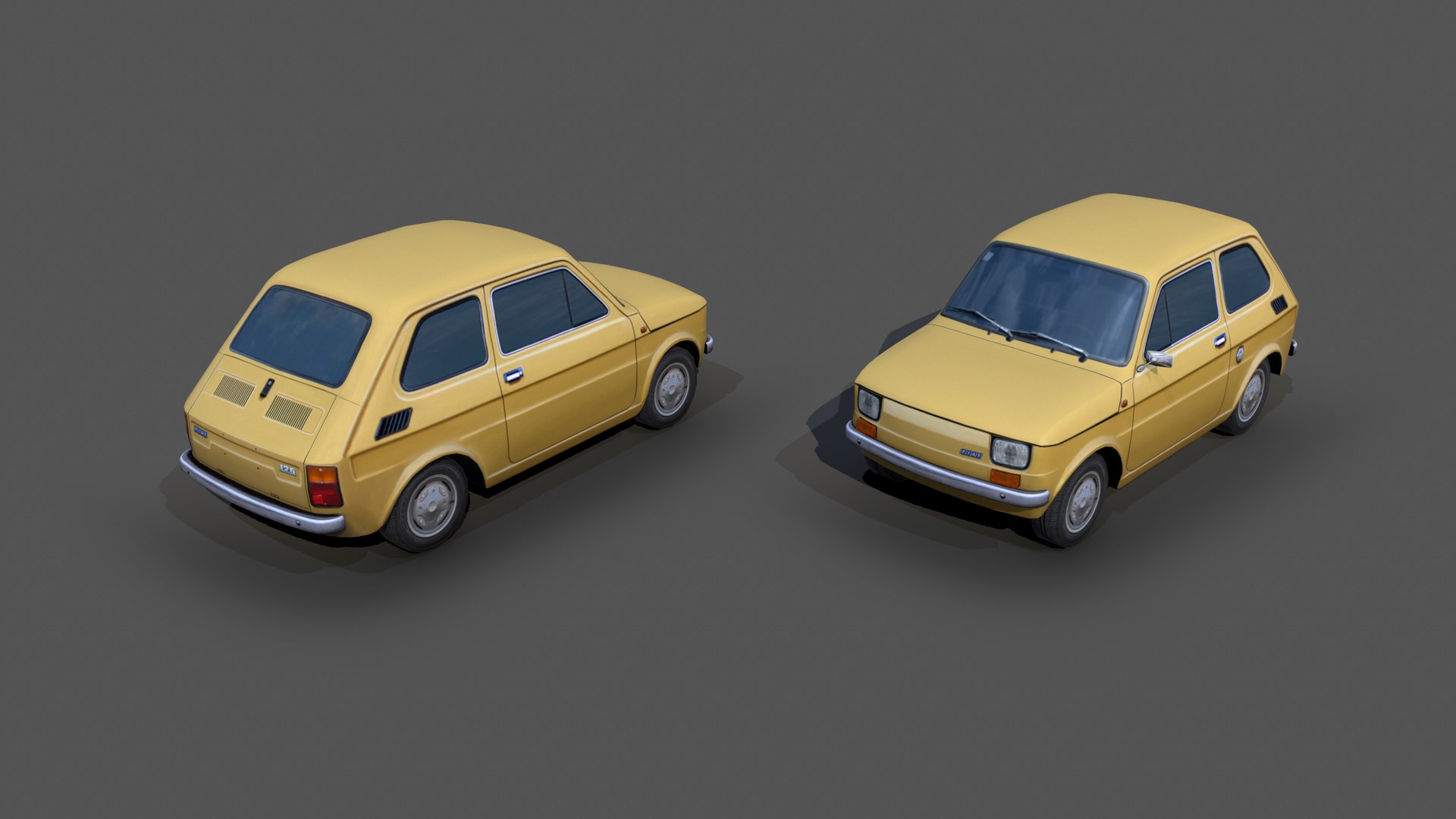 3D Fiat 126 1976 https://p.turbosquid.com/ts-thumb/Jm/eE4Cnw/cE/fiat_126_1976_0013_2560x1440/jpg/1649337108/1920x1080/fit_q87/474ffa1c7a034beb16c4e28cc6f10dcddb58875e/fiat_126_1976_0013_2560x1440.jpg