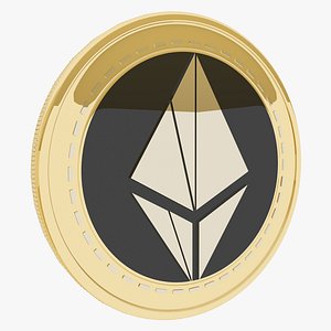 Ether 1 Cryptocurrency Gold Coin 3D
