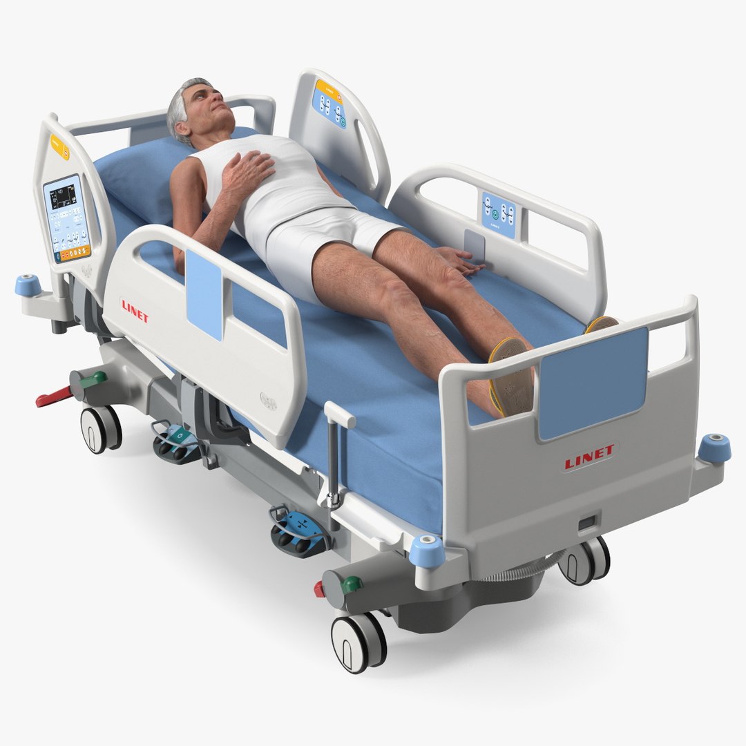 Patient on LINET Intensive Care Bed 3D model preview
