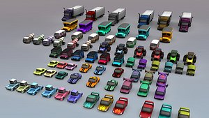 3D model Race Cars Traffic Cartoon Vehicles