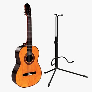 3D Spanish guitar and stand model