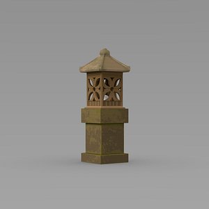 Stone Garden Lamp Balinese Outdoor Lighting 3D model