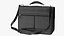 Leather Flapover Briefcase Black