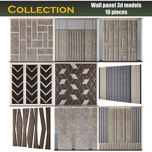 Wall panel 3d models collection 10 pieces