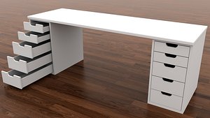 Modern Multi Drawer Office Desk 3D model