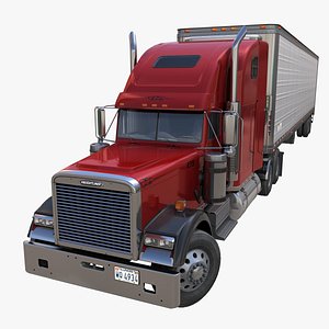 Freightliner Classic XL van trailer 3D