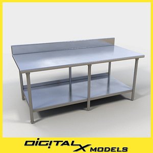 commercial food prep table 3d model