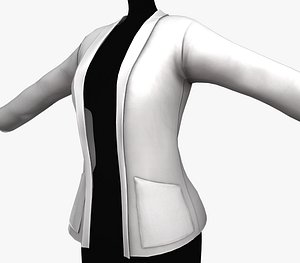3D Female White Jacket Style 2 model