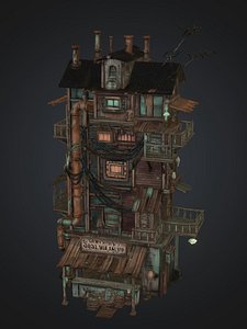 3D Stylized Steampunk Tower House
