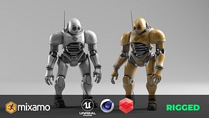 Humanoid Robot Stylized Rigged Mixamo Ready