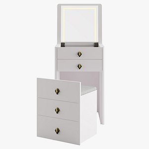 Modern Flip-Top Makeup Vanity with LED Mirror