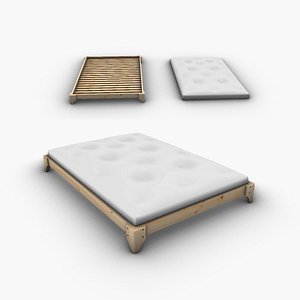 Japanese bed and futon mattress 3D