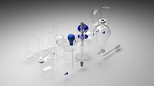 3D Chemical Glasswares Set model