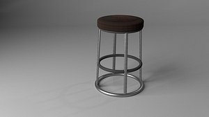 wooden bar stool 3D model