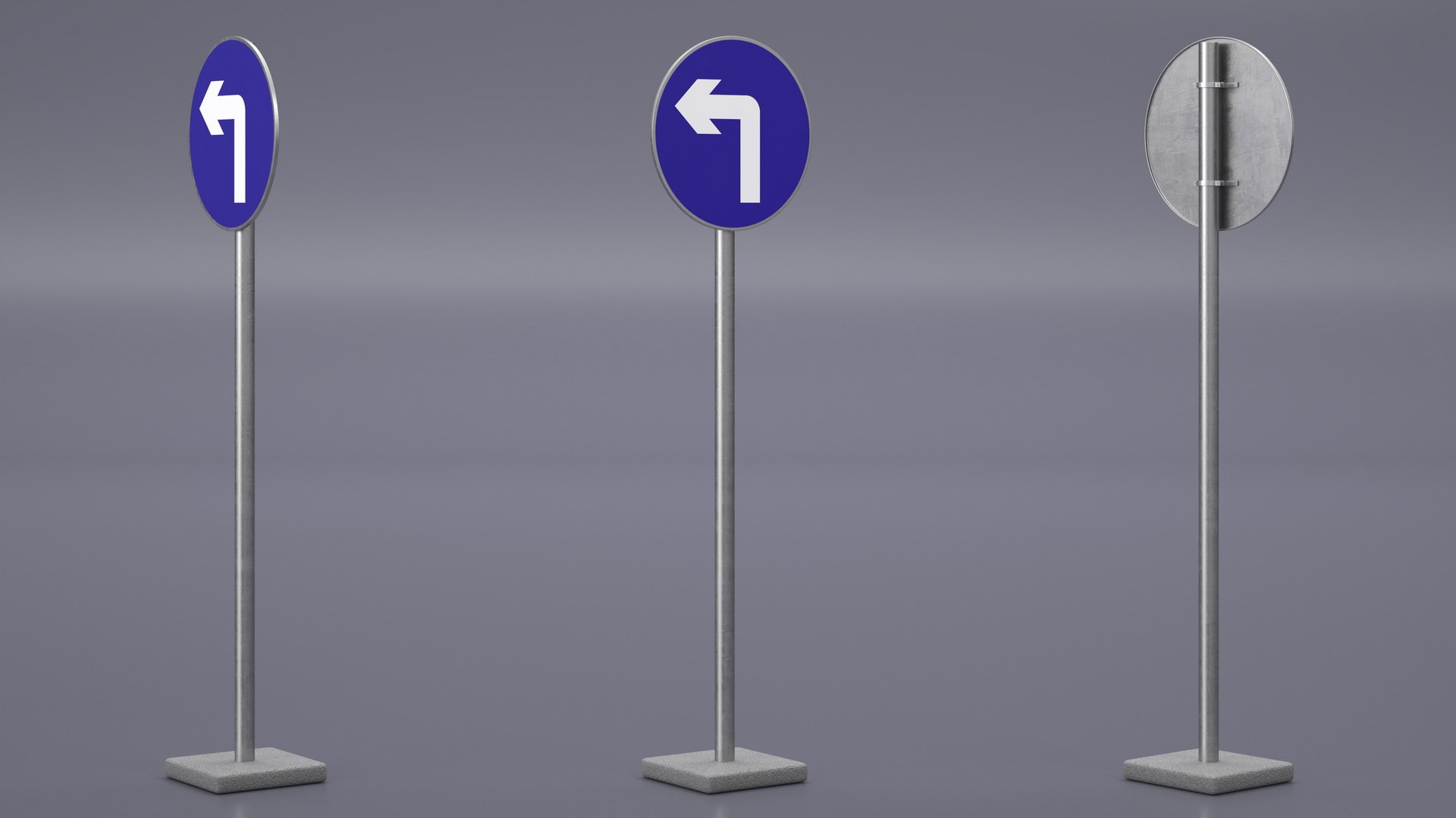 Road Sign Turn Left Ahead 3D Model - TurboSquid 2211864
