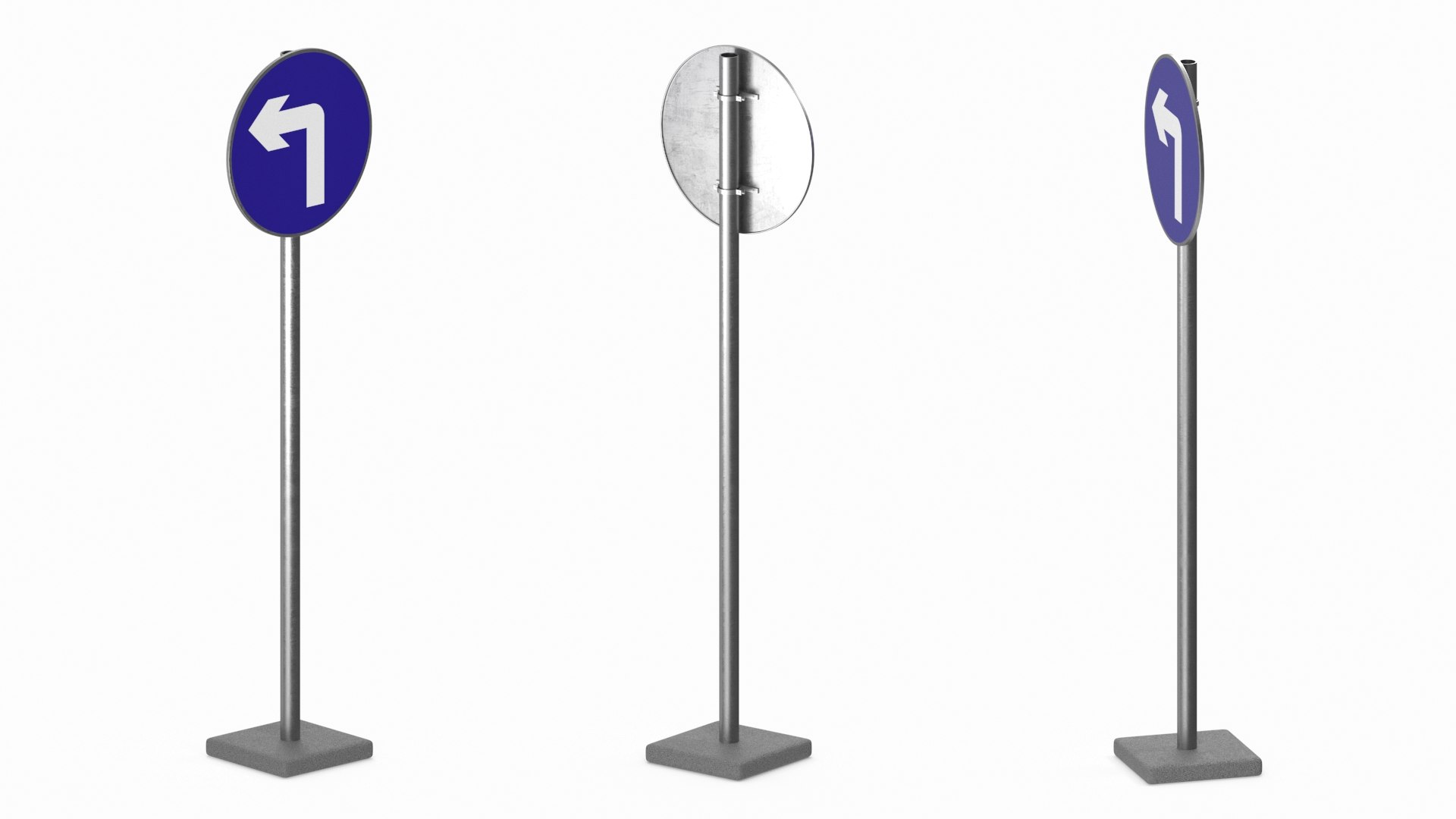 Road Sign Turn Left Ahead 3D Model - TurboSquid 2211864