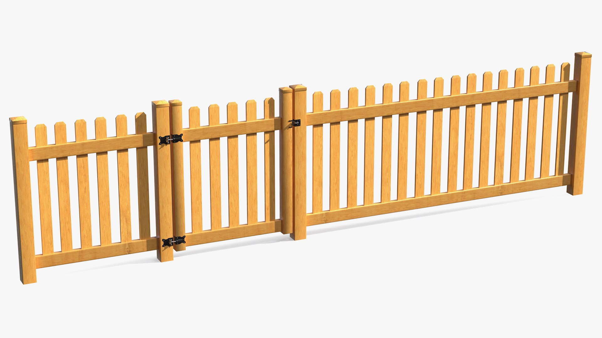 Wooden Picked Fence Section 3D model preview